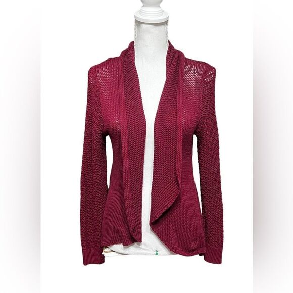 Wooden Ships Shawl Collar Hi-Low Hem Open Cardigan Sweater Luxury Knit M/L - Picture 1 of 6